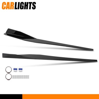 Fit For 2020-2023 Corvette C8 5VM Side Skirts Extension Panel Lip Gloss Black