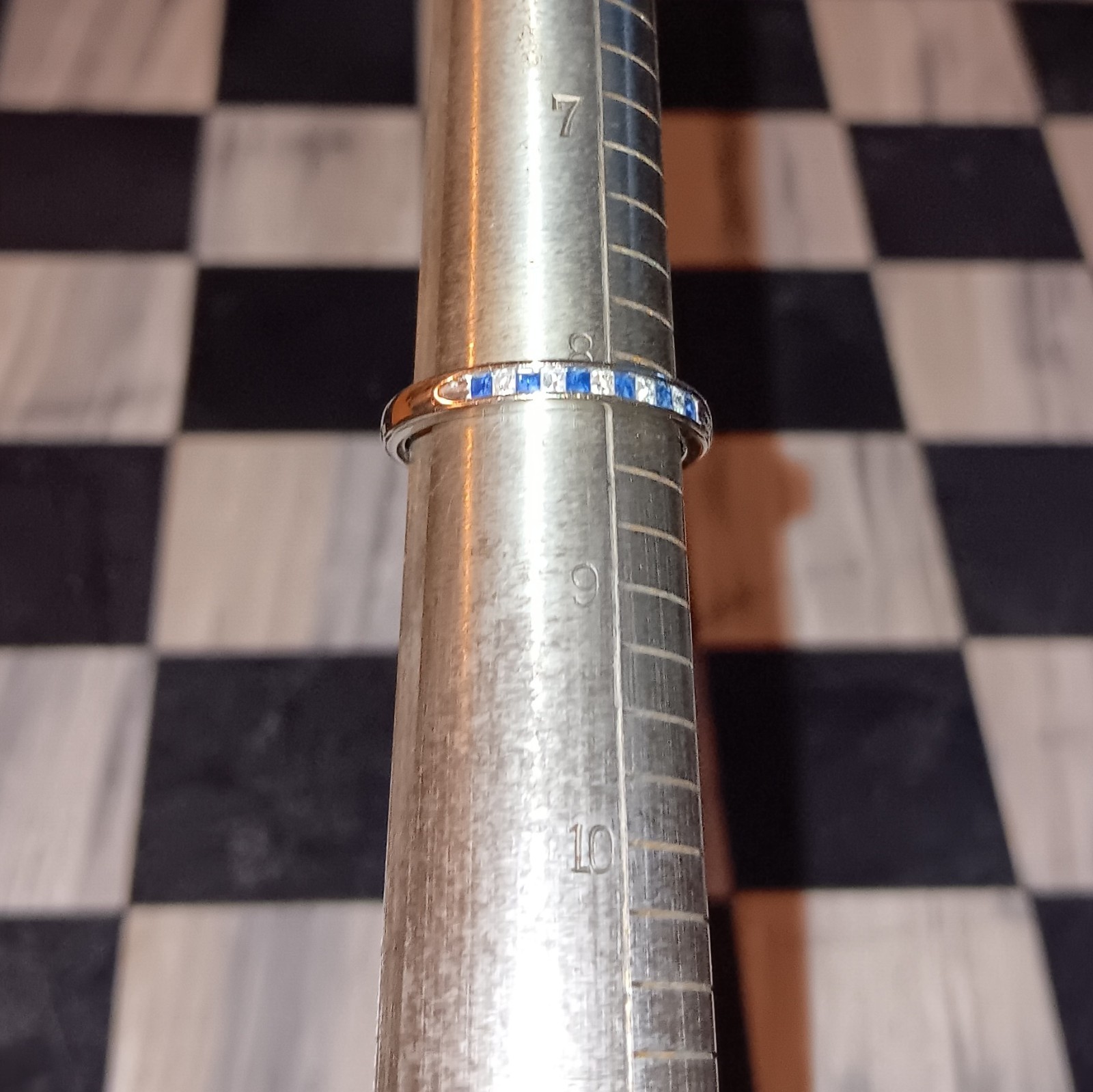 14k Solid White Gold stacker ring with Diamonds a… - image 5