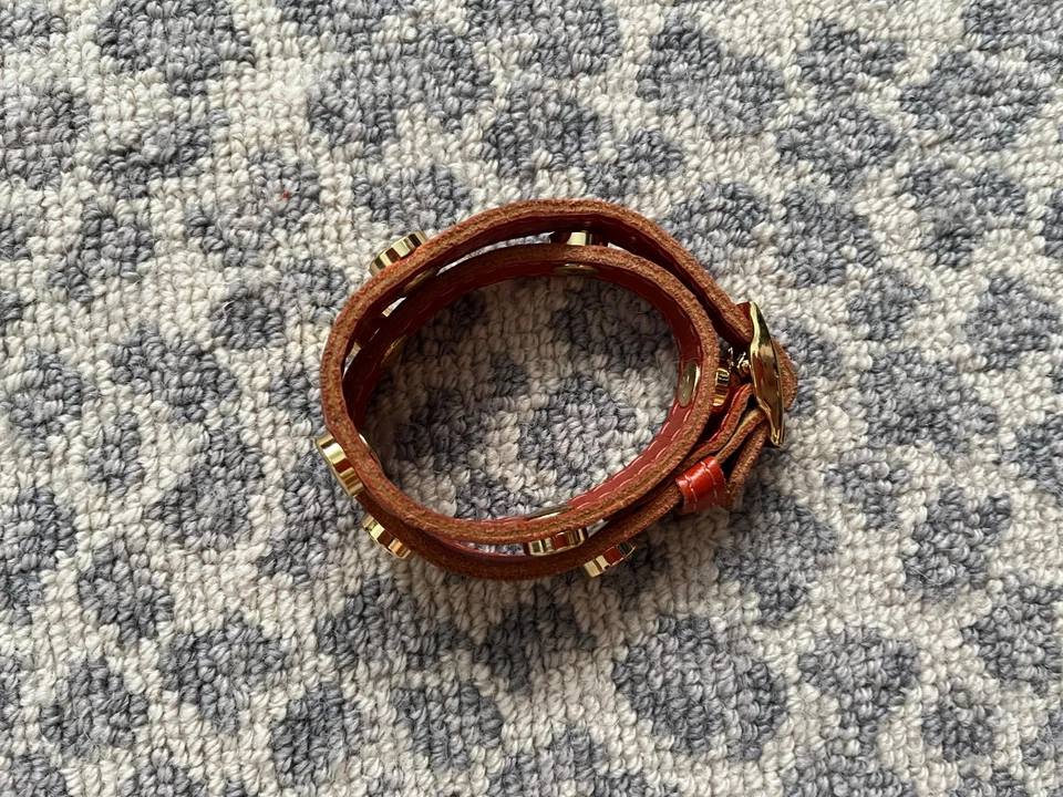 CC Skye Leather Wrap Bracelet Orange Red - Image 2 of 4