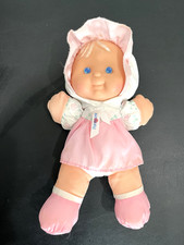 Fisher Price Puffalump Baby Rattle Doll Pink Dress White Bonnet Nylon Plush 1994