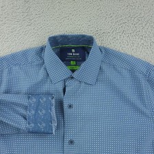 Tom Baine Shirt Mens Small Blue Performance Slim Fit Stretch Wrinkle Free