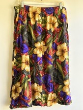 Vintage Sag Harbor Floral Midi Skirt With Pockets Women's Sz L Elastic Waist
