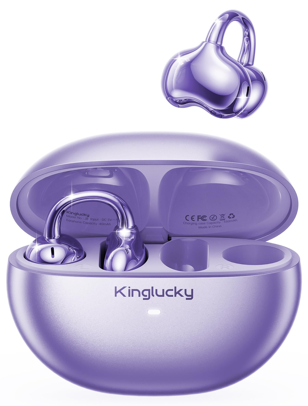 Upgraded Clip-On Earbuds Comfortable fit & Crystal-clear Sound, 40H Playtime ...