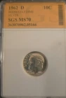 1962-D 10C Roosevelt Dime Coin 90% Silver