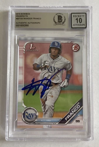 2019 Bowman Prospects #BP-100 Wander Franco Signed Rookie Card Beckett 10 Auto