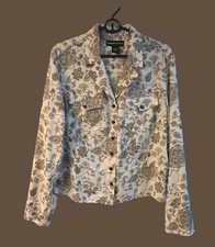 EUC Norton McNaughton Sz 16 Light Blazer Crop Jacket UnLined off White Brown