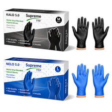 Vitrile Hybrid Gloves | Black Blue Nitrile Vinyl | Medical AQL 1.5 PF Latex Free