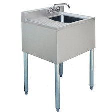 Bar sink with faucet. 18-1/2"X24"X30"H with 3" backsplash, 1 bowl:10"X14"X10