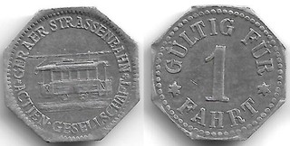 Gera Transport Token Geraer Strassenbahn Actien Gesellschaft Gültig Für 1 Fahrt