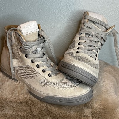Tod s high-top sneakers Creamy White  Suede Mesh Men s 6.5