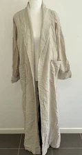 Anza Design Womens Long Open Light Jacket Coat Cardigan Linen Raw One Size VGC