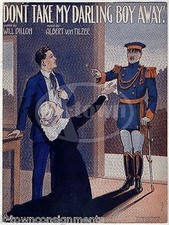 Don  t Take My Darling Boy Away to War Antique Graphic Art Sheet Music 1915