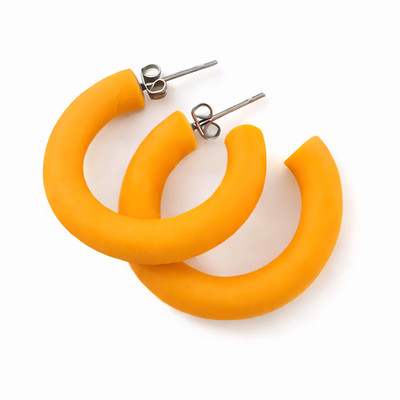 Handmade Polymer Clay Earrings, Pink Lemonade Summer Jewelry, Hoop Earrings,