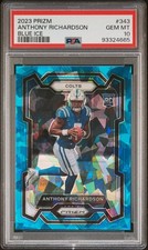 2023 Panini Prizm Football Anthony Richardson Blue Cracked Ice /99 PSA 10 RC