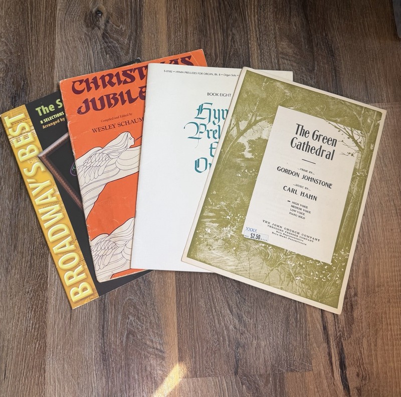 Lot of 4 Vintage Sheet Music Books for Organ, Piano , Guitar