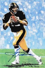 TERRY BRADSHAW SIGNED GOAL LINE ART CARD~FOOTBALL HALL OF FAME~HOF AUTO~STEELERS