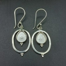 925 Sterling Silver 8x10mm Pear Dangle Earrings Bezel Cup Setting DIY Jewelry