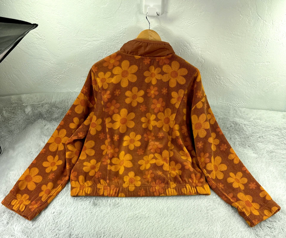 Chaqueta de fin de semana para mujer extra grande marrón retro Flower Power acogedora gorp Foto 4 de 4