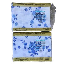 Vintage Lady Pepperell Miralux Twin Flat and Bottom Sheet Set Blue Floral