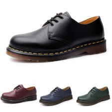 DE Neu Herren Smooth 3Loch stiefel Runder Kopf Leder Boots Schnürstiefel Schuhe