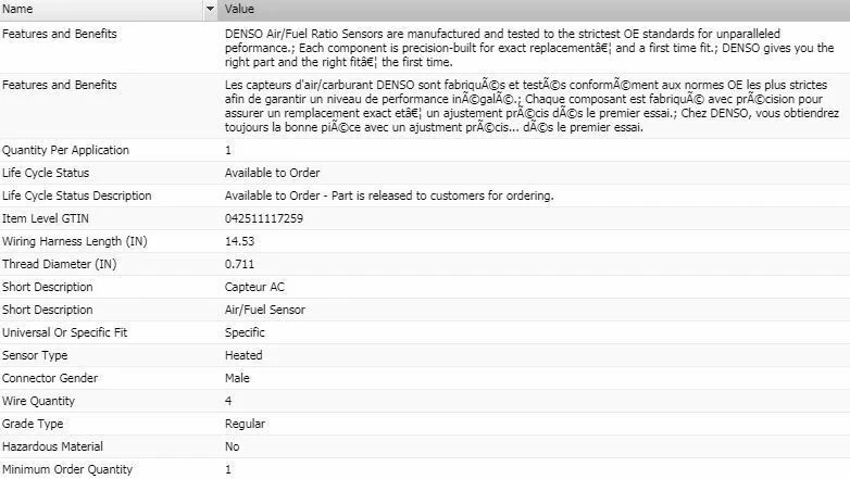 Sensor de relación aire/combustible Denso aguas arriba para Nissan Rogue 2010-2013 Foto 2 de 4