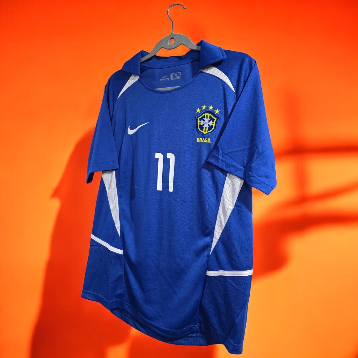 BRAZIL AWAY 02 - World Cup Korea Japan - RONALDINHO # 11