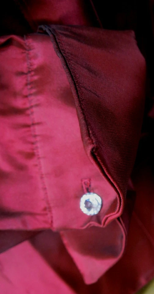 JS Collections Maroon/Burgundy Blouse Jacket Rhinestone Buttons Long Sleeve Belt - Image 3 of 4