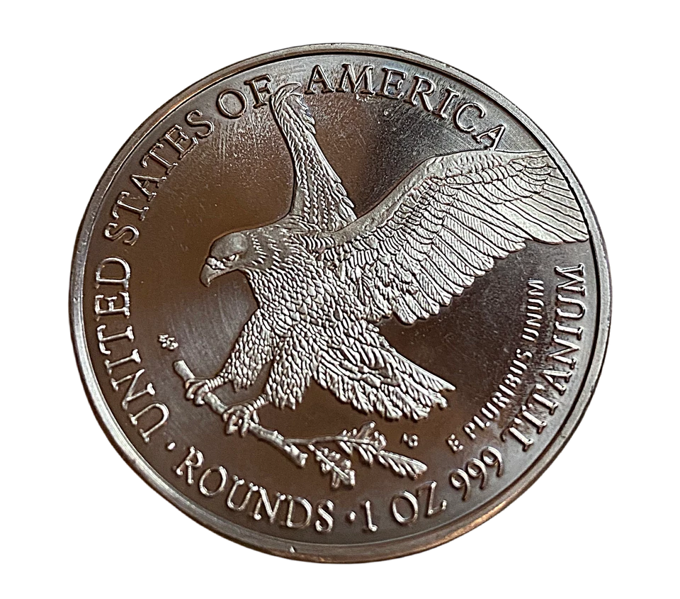 LOTE DE 10 MONEDAS REDONDAS DE TITANIO SÓLIDO .999 Walking Liberty Eagle de 1 onza troy/oz .999 Foto 4 de 4