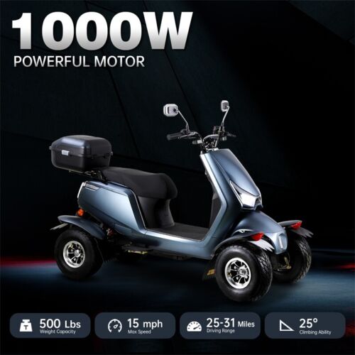 1000W Heavy Duty 4-Wheel Mobility Scooters for Seniors & Adult 500lbs Capacity - Picture 6 of 18