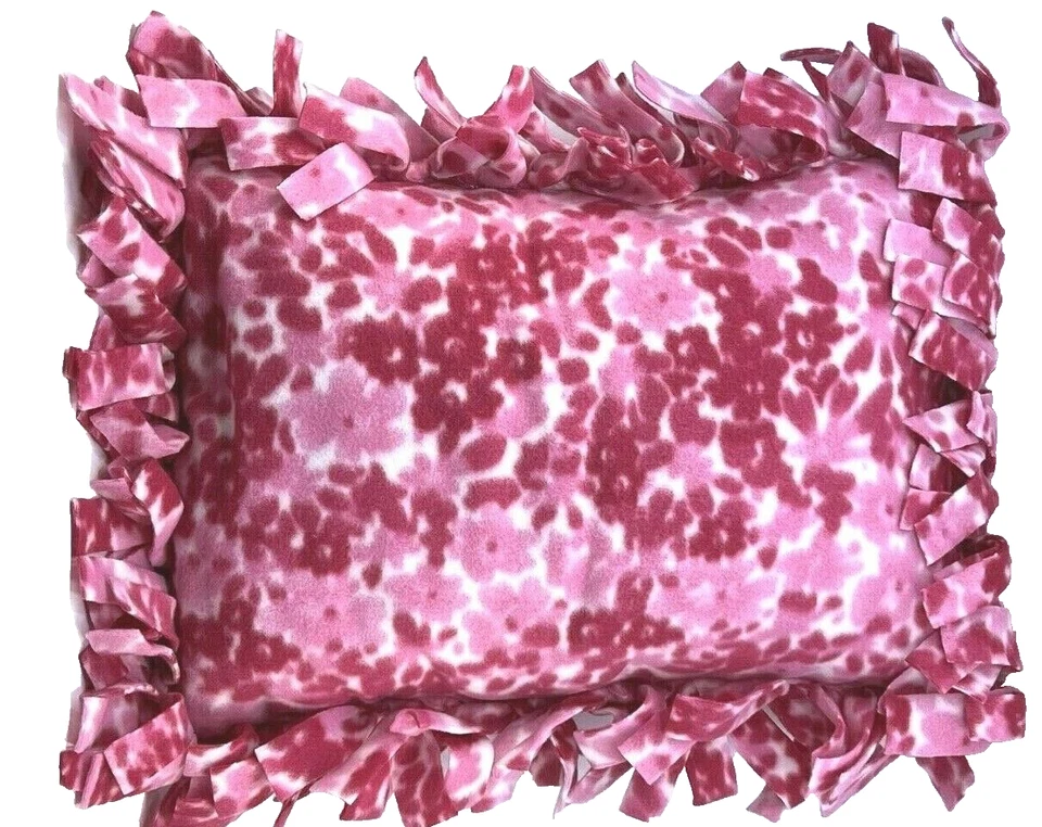 Almohada JULIETTE Felpa Rosa Blanco Flor Bohemia Flecos Hecha a Mano Suave 19"x13" Foto 2 de 3