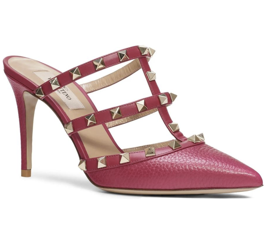 Valentino Garavani 90mm Pink Rockstud Mules Slides Heel Pump Valentino Garavani 90mm Pink Rockstud Mules Slides Heel Pump