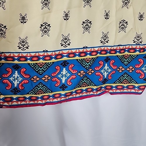 Flying Tomato Tunic Blouse S Cream Blue Pink Floral Off Shoulder Bell Sleeves - Picture 10 of 12
