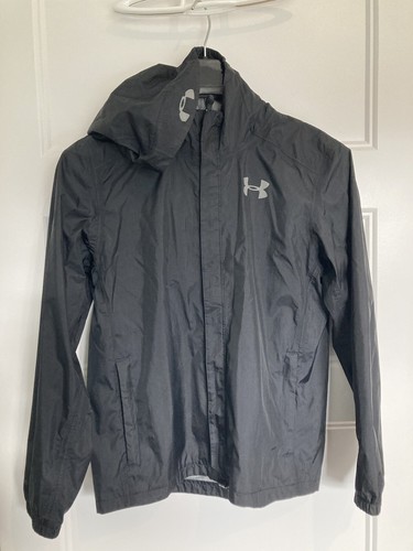 Under Armour Rain Jacket Youth YLG Black Full Zip Up with Hood