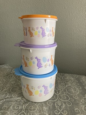 TUPPERWARE EASTER BUNNY AND EGGS STACKING CANISTERS BRAND NEW