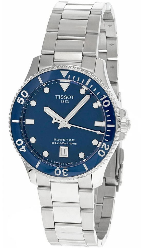 Reloj para hombre TISSOT Seastar 1000 40MM cuarzo esfera azul SS T120.410.11.041.00
