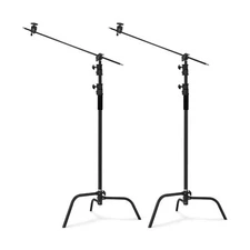 soonpho 2 Pack 100% Heavy-Duty Steel C-Stand, Pro Photography Light Stand wit...