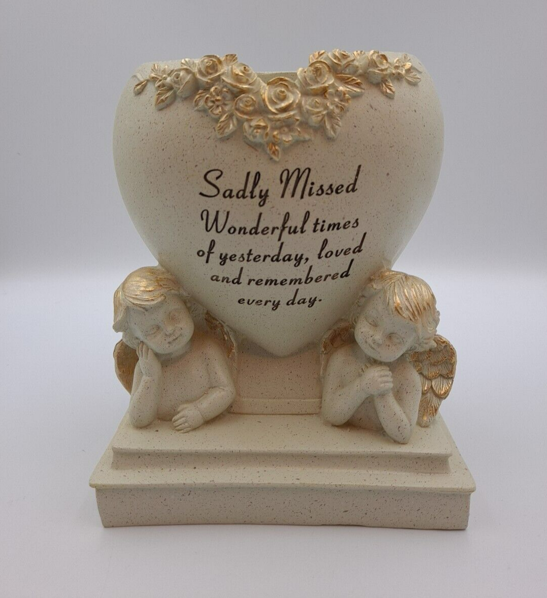 Sadly Missed Memorial Verse Cherub Flower Pot Graveside Tribute Fairy