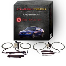 Red Angel Eye Led Headlight Halo Ring Kit For 1999-2004 Ford Mustang Headlights