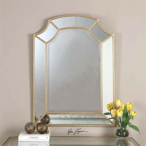Uttermost Francoli Traditional Style Metal Arch Mirror in Gold - Picture 1 of 3