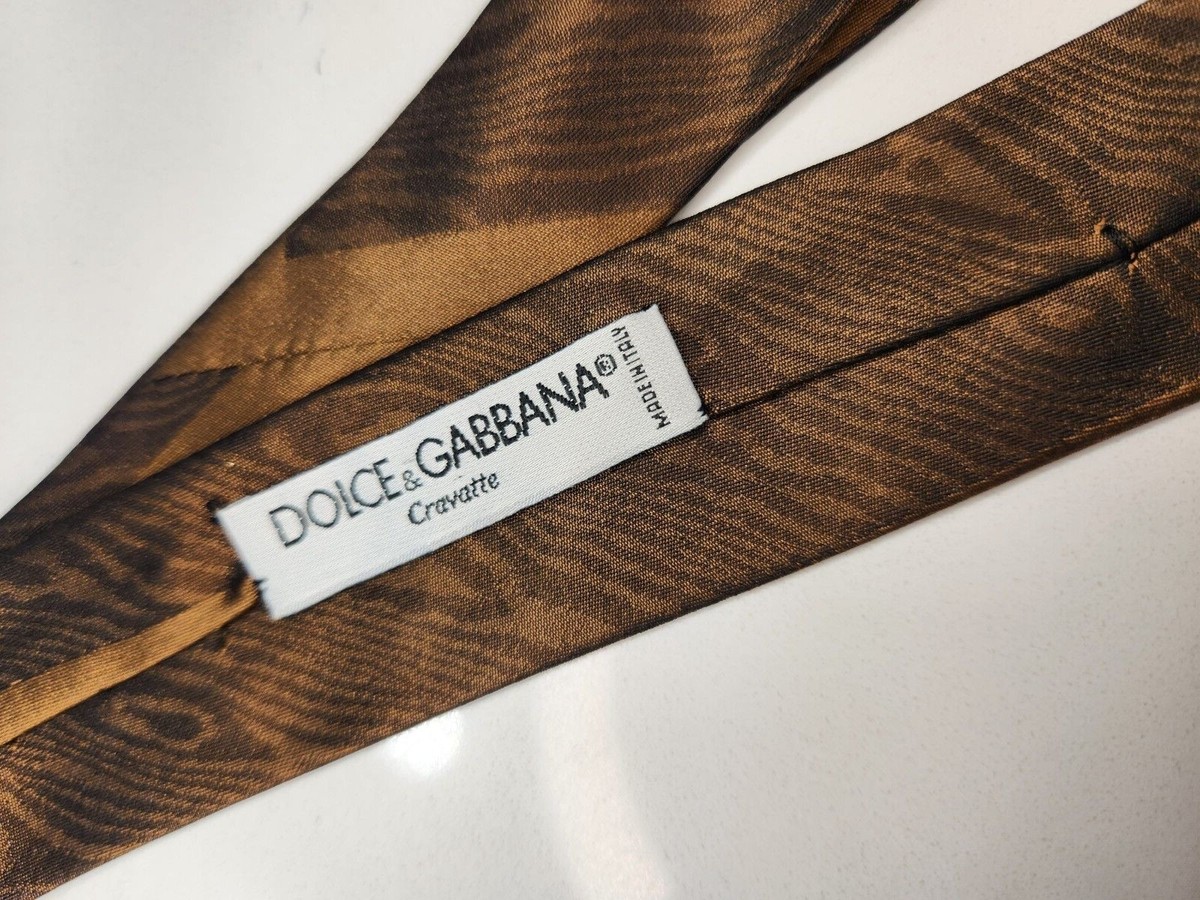 [DOLCE & GAABANA] ネクタイ made in Italy DOLCE & GABBANA Mens Silk Neck tie Cravatte Brown Silk Made