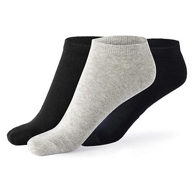 LOT - 12 PAAR KURZE SOCKEN GEIST HERREN DAMEN BAUMWOLLE WEISS SCHWARZ GRAU BLAU
