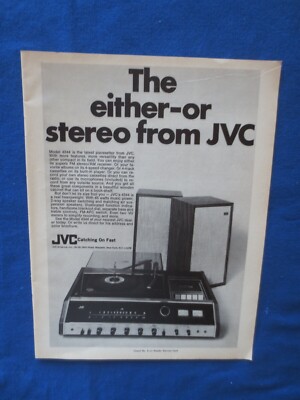 JVC 4344 System ''The Either-Or Stereo From'' Magazine Ad Audio Mag July 1971