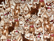 Cats in hot pink hats and bow ties - Flannel Fabric
