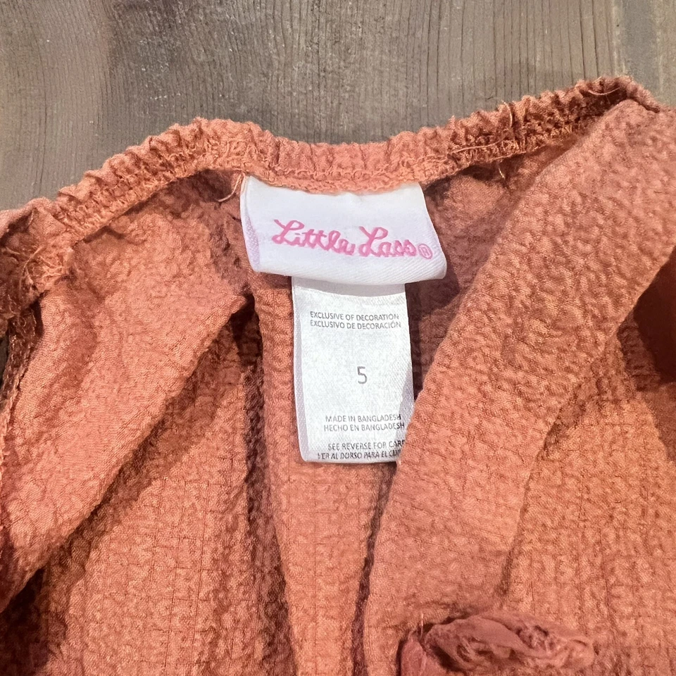 Girls Little Lass Orange Jumpsuit Fall Outfit Size 5 - Image 3 of 4