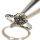 14k white gold .52ct round diamond fancy halo engagement ring 4.2g estate  7.5 — photo 9