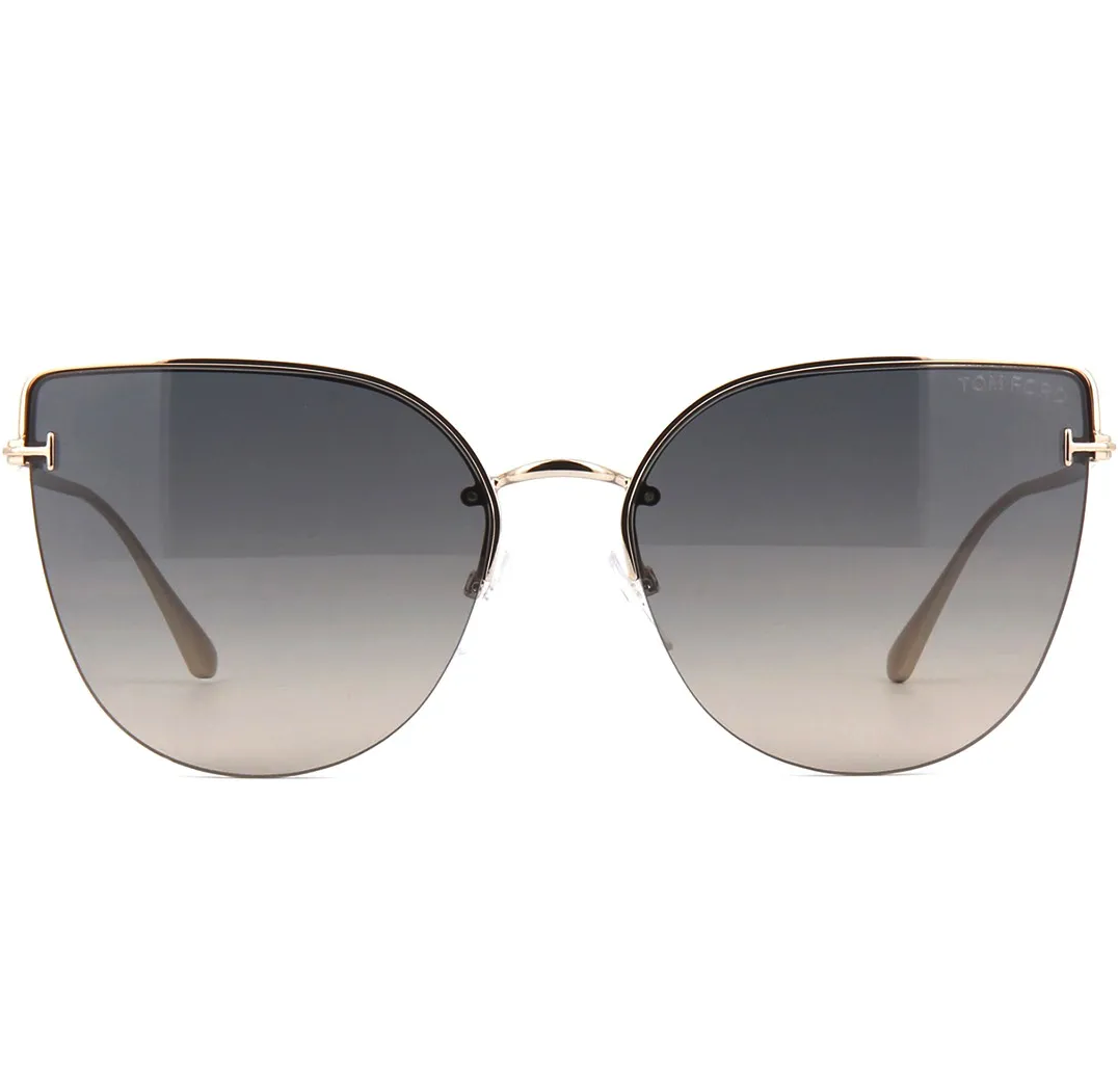 TOM FORD FT0652 28B Sunglasses Shiny Rose Gold Frame Grey Gradient