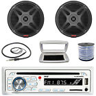 Pyle 1-Din Bluetooth Marine Cd Receiver W/White Cover, 2x 6.5" 600W Max Speakers