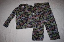 Boys L/S Flannel Pajamas Set WOLF WOLVES PAW PRINTS Gray Brown Green Camo S 6-7