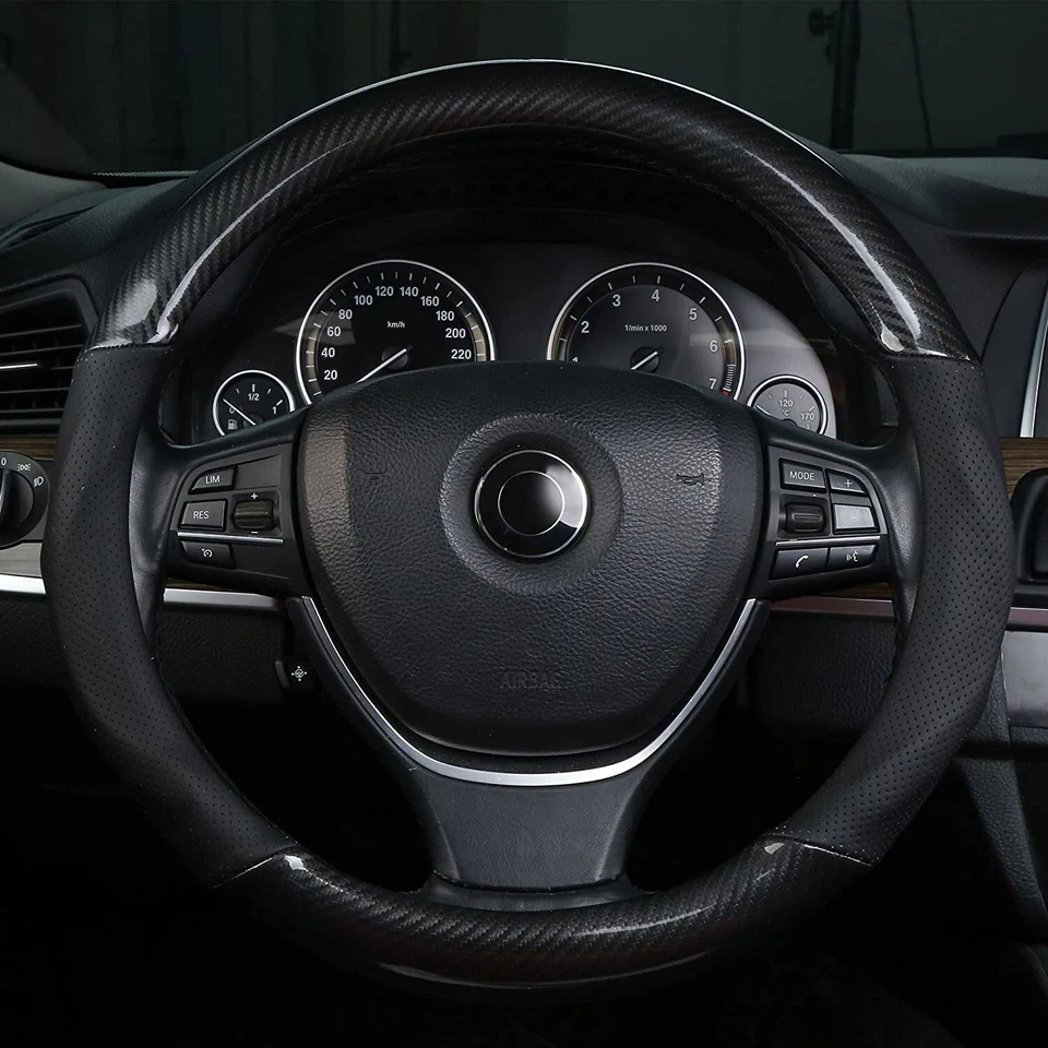 38cm/15inch Steering Wheel Cover For Mercedes Benz New Faux Leather Black - Image 3 of 4