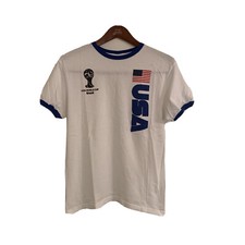 FIFA World Cup Brasil 2014 USA American Flag Soccer T-Shirt Size M 100% Cotton